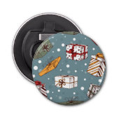 kerstcadeaupatroon button flesopener (Voorkant)