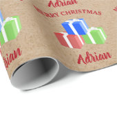 kerstcadeaupatroon Gepersonaliseerd naam Kraft Cadeaupapier (Rol Hoek)