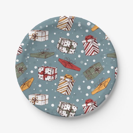 kerstcadeaupatroon papieren bordje (Voorkant)