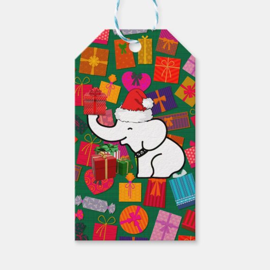 Kerstcadeaupatroon Santa White Elephant Cadeaulabel (Voorkant)