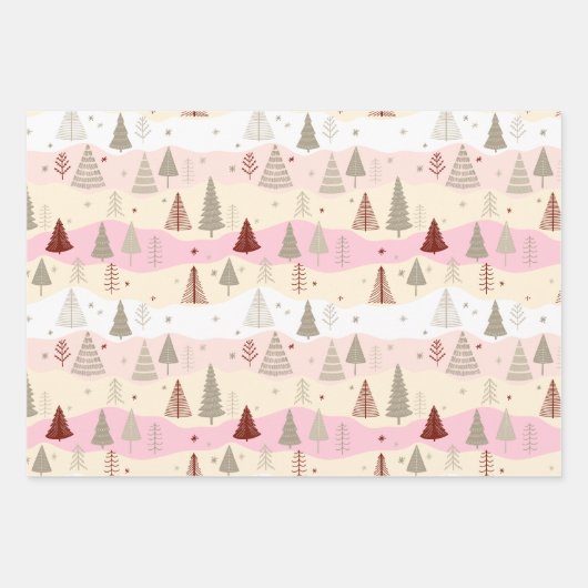 Kerstcadeaus 3 vellen wikkelpapier Bomen (Voorkant 3)