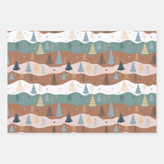 Kerstcadeaus 3 vellen wikkelpapier Bomen (Voorkant 2)