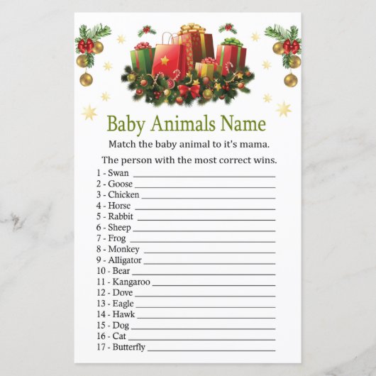 Kerstcadeaus Baby Dieren Naam Game (Voorkant)