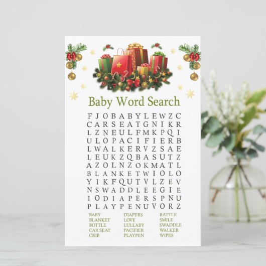 Kerstcadeaus Baby shower Word Search Game (Staand voorkant)