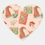 Kerstcadeaus Baubles Santa Hat Berries Hart Sticker (Voorkant)