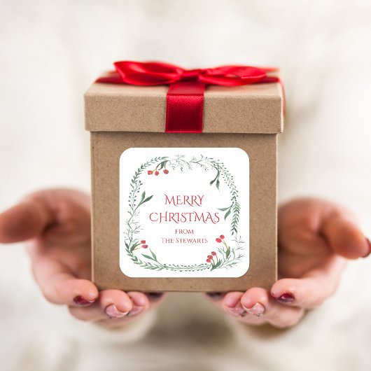 kerstcadeaus, cadeaubonnen, Labels, feestdag Vierkante Sticker