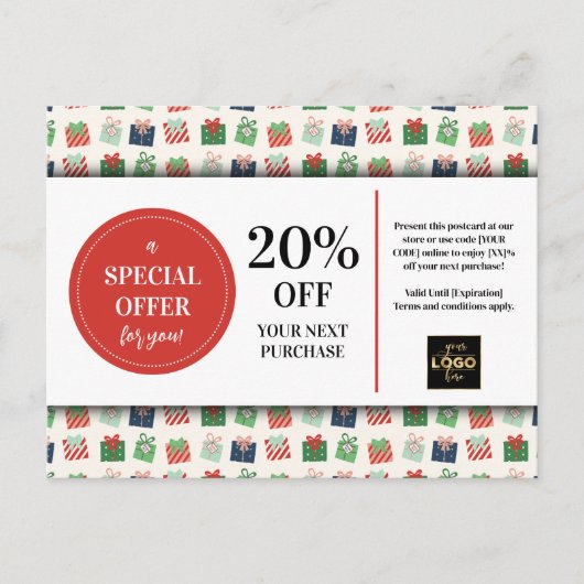 Kerstcadeaus Custom Coupon Korting Briefkaart (Voorkant)