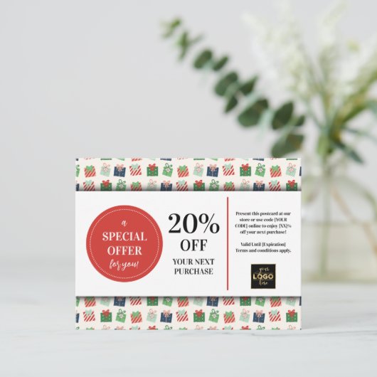Kerstcadeaus Custom Coupon Korting Briefkaart (Staand voorkant)