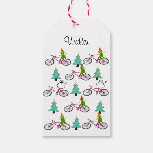 Kerstcadeaus Elf Bicycles Cadeaulabel (Voorkant)