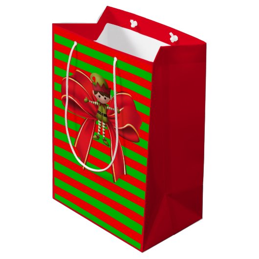 kerstcadeaus Elf Medium Cadeauzakje (Achterkant Gekanteld)