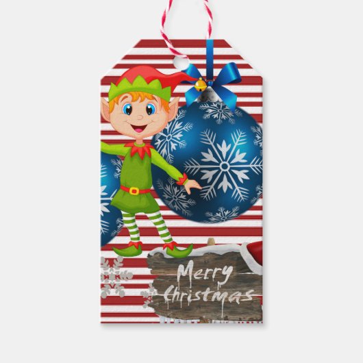 kerstcadeaus Elf Stripe Cadeaulabel (Voorkant)