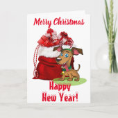 kerstcadeaus en hond - blanco briefkaart (Voorkant)