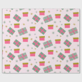 Kerstcadeaus en sneeuwvlokken Moderne Kerst Cadeaupapier (Vlak)