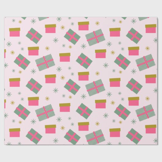 Kerstcadeaus en sneeuwvlokken Moderne Kerst Cadeaupapier (Vlak)