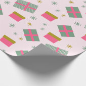 Kerstcadeaus en sneeuwvlokken Moderne Kerst Cadeaupapier (Hoek)