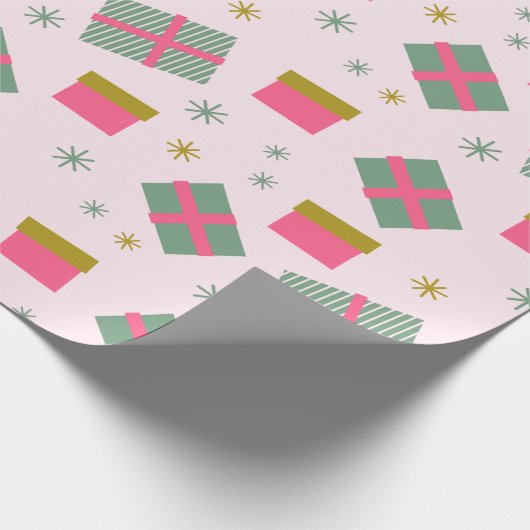 Kerstcadeaus en sneeuwvlokken Moderne Kerst Cadeaupapier (Hoek)