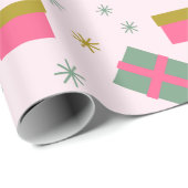 Kerstcadeaus en sneeuwvlokken Moderne Kerst Cadeaupapier (Rol Hoek)