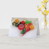 Kerstcadeaus en zeeglas kaart (Gele Bloem)