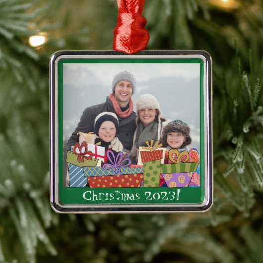 Kerstcadeaus Familiefoto Metalen Ornament (Boom)