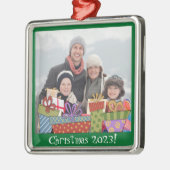 Kerstcadeaus Familiefoto Metalen Ornament (Links)