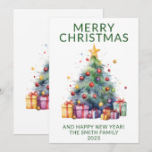 Kerstcadeaus Groene Feestdagen Kaart (Voorkant / Achterkant)