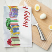 Kerstcadeaus Ingepakte Cadeaus Gelukkig Feest Theedoek (Quarter Fold)