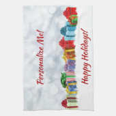Kerstcadeaus Ingepakte Cadeaus Gelukkig Feest Theedoek (Verticaal)