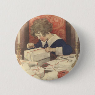 Kerstcadeaus Inpakken, Jessie Willcox Smith Ronde Button 5,7 Cm