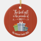 Kerstcadeaus Kerstboodschap Monogram Keramisch Ornament (Voorkant)