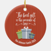 Kerstcadeaus Kerstboodschap Monogram Keramisch Ornament (Achterkant)