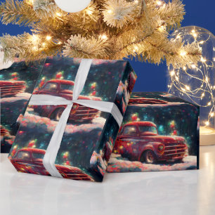 kerstcadeaus   Kerstrood vrachtwagen Cadeaupapier