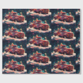 kerstcadeaus | Kerstrood vrachtwagen Cadeaupapier (Vlak)
