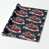 kerstcadeaus | Kerstrood vrachtwagen Cadeaupapier (Uitgerold)