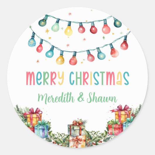 Kerstcadeaus & Kerstverlichting Stickers (Voorkant)
