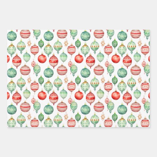 Kerstcadeaus, kousen en Ornamenten Inpakpapier Vel (Voorkant 3)