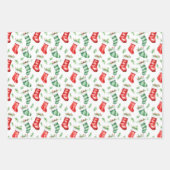 Kerstcadeaus, kousen en Ornamenten Inpakpapier Vel (Voorkant 2)