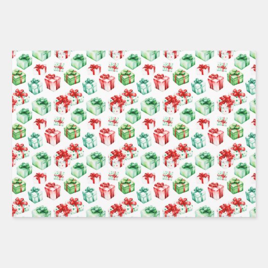 Kerstcadeaus, kousen en Ornamenten Inpakpapier Vel (Voorkant)