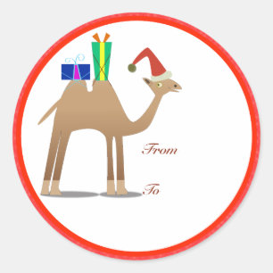 Kerstcadeaus Labels: Camel Ronde Sticker