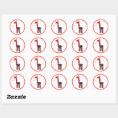 Kerstcadeaus Labels: Rode Giraffe Ronde Sticker (Vel)