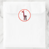 Kerstcadeaus Labels: Rode Giraffe Ronde Sticker (Tas)