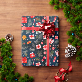 Kerstcadeaus lint bloem cadeaupapier
