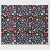 Kerstcadeaus lint bloem cadeaupapier (Vlak)