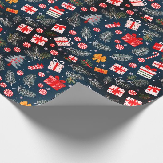 Kerstcadeaus lint bloem cadeaupapier (Hoek)