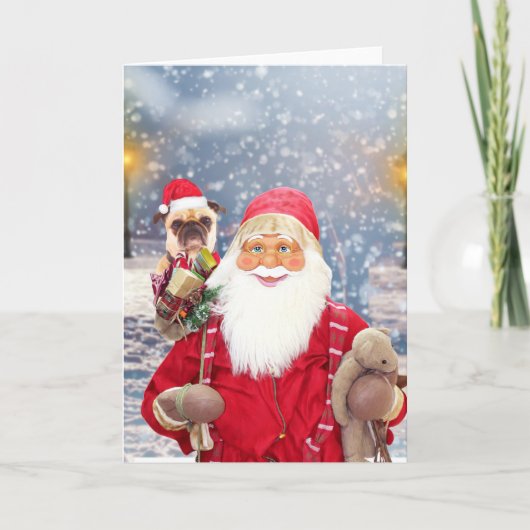 kerstcadeaus met kerstcadeaus Pug Dog Feestdagen Kaart (Voorkant)