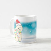 kerstcadeaus met kersttaartje Santa Hat Bichon Fri Koffiemok (Voorkant links)