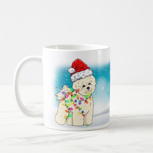 kerstcadeaus met kersttaartje Santa Hat Bichon Fri Koffiemok (Links)