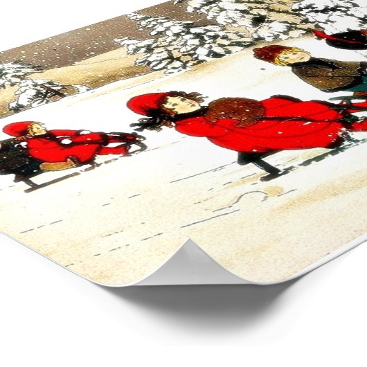 kerstcadeaus met kinder sneeuwblazing poster (Hoek)