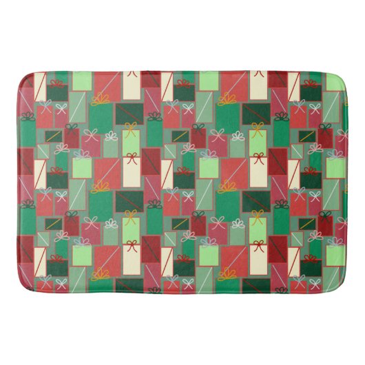 Kerstcadeaus met linten en strikken badmat (Voorkant)