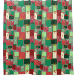 Kerstcadeaus met linten en strikken douchegordijn