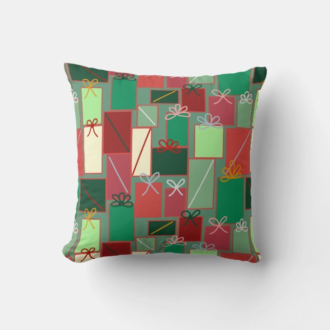 Kerstcadeaus met linten en strikken kussen (Voorkant)